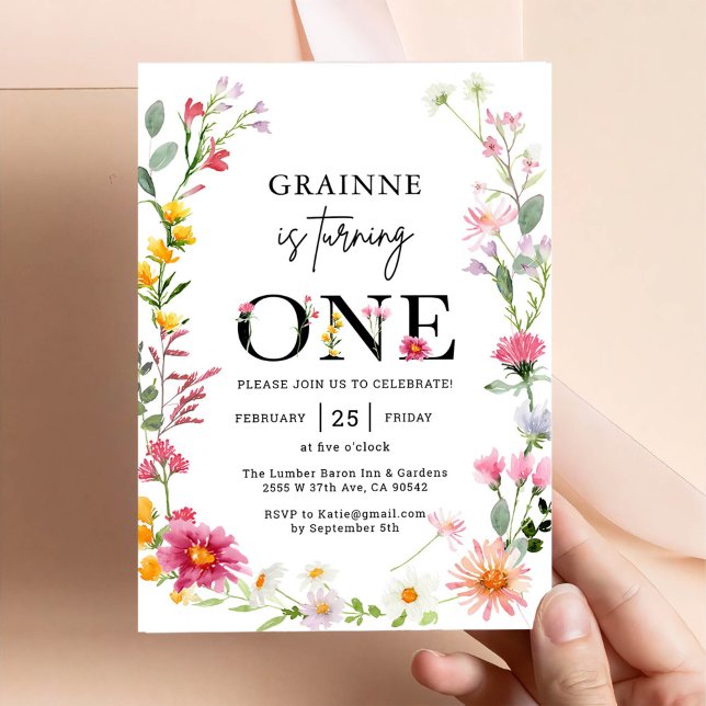 Invitation pour le 1er anniversaire Thème Fleur Sa (Créateur téléchargé)