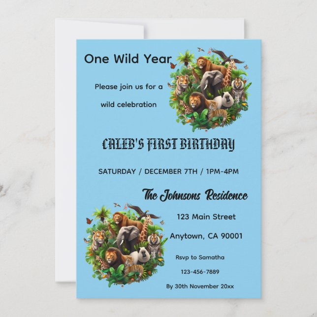 Invitation pour le 1er anniversaire - Une année sa (Devant)