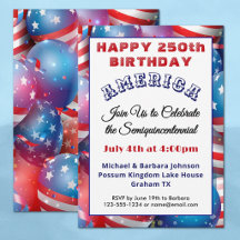 Invitation pour le 250e anniversaire d'Amérique à