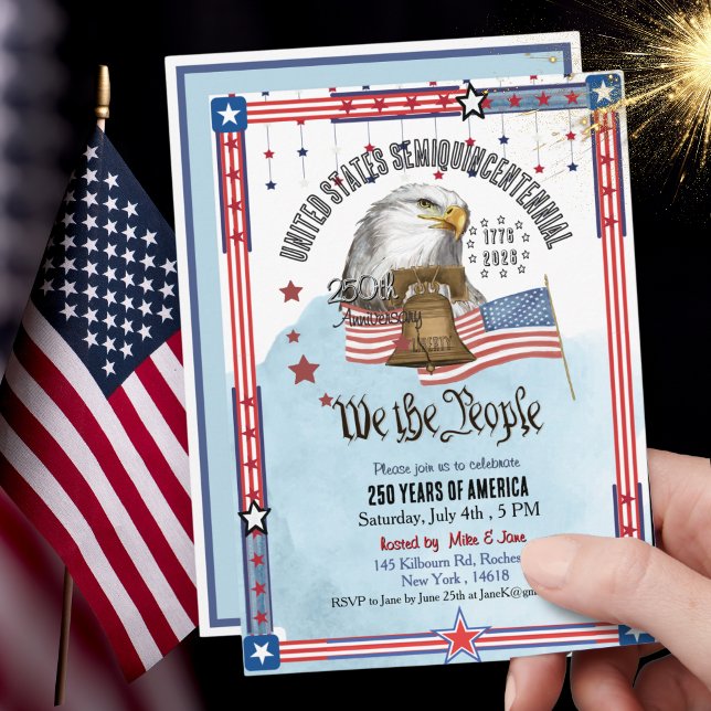 Invitation pour le 250e anniversaire de la cloche  (US 250th Anniversary Liberty Bell Eagle Invitation)