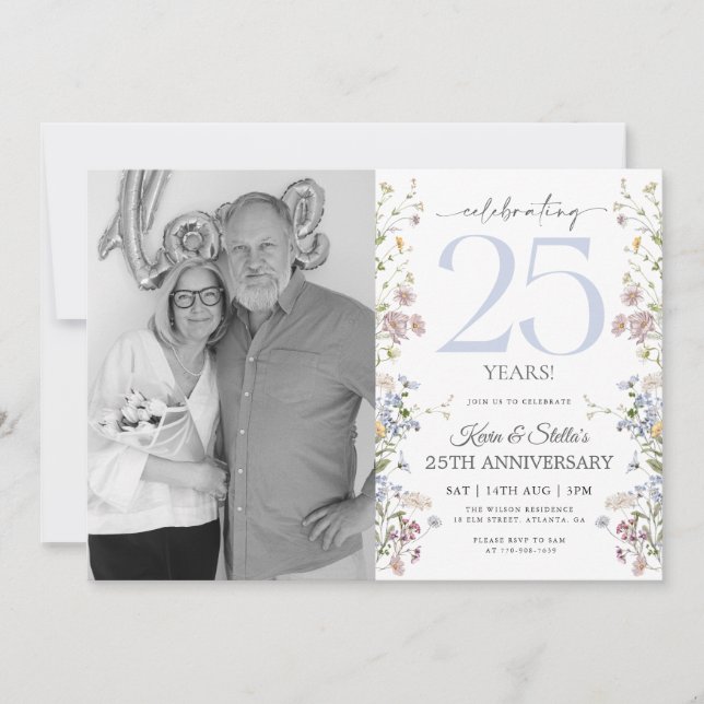 Invitation pour le 25e anniversaire avec photo de  (Devant)