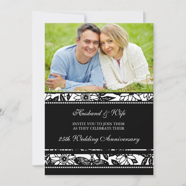 Invitation pour le 25e anniversaire avec photo flo (Devant)