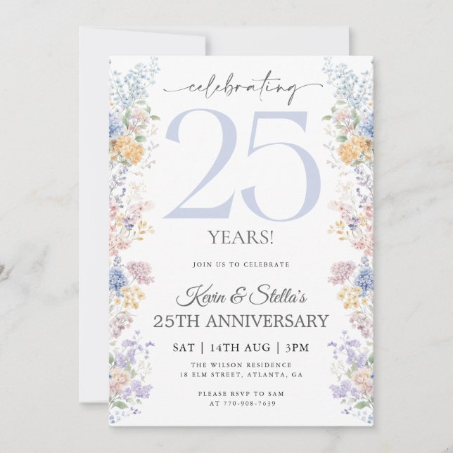 Invitation pour le 25e anniversaire de mariage ave (Devant)