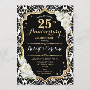Invitation pour le 25e Anniversaire - Noir Blanc O