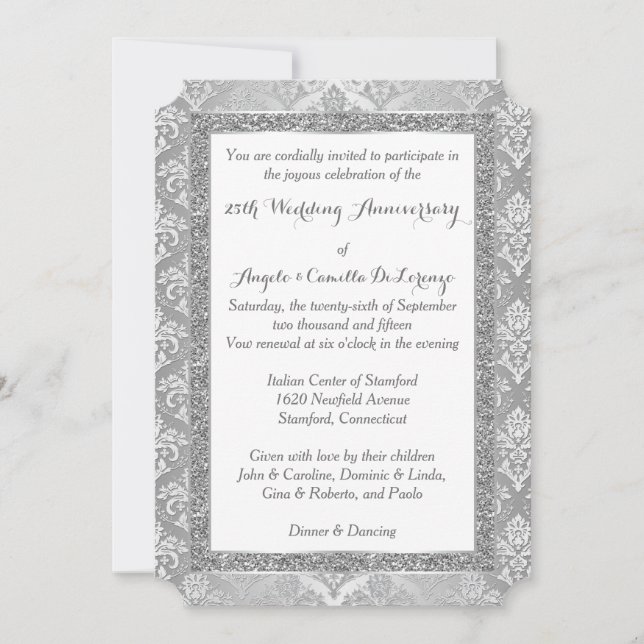 Invitation pour le 25e anniversaire | Paillettes a (Devant)