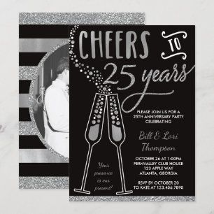 Invitation pour le 25e anniversaire, paillettes/fo