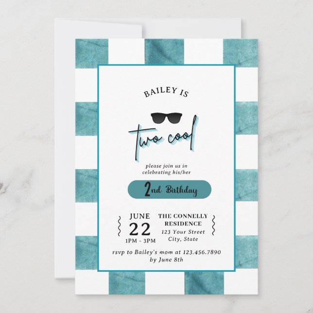 Invitation pour le 2e anniversaire de Too Cool (Devant)