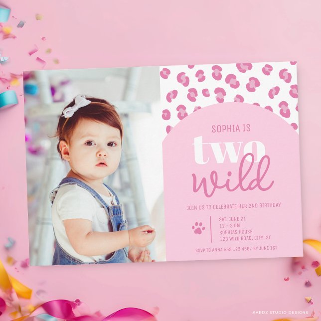 Invitation pour le 2ème anniversaire de deux petit (The front of the invitation is shown at a 5x7-inch size. Choose size, paper, + corner style.)