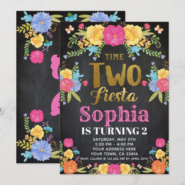 Invitation pour le 2ème anniversaire de Fiesta (Devant / Derrière)