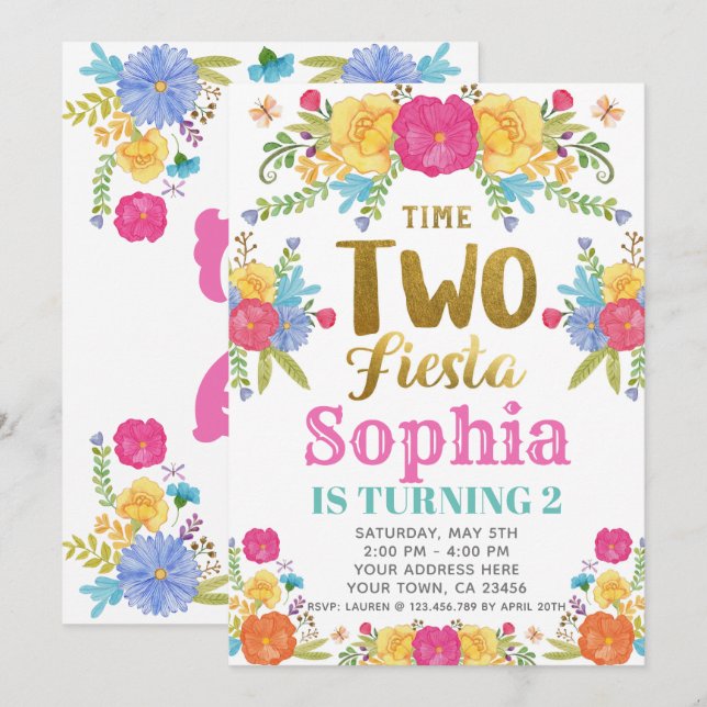 Invitation pour le 2ème anniversaire de Fiesta (Devant / Derrière)