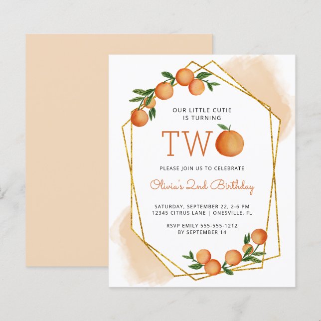 Invitation pour le 2ème anniversaire de Little Cut (Devant / Derrière)