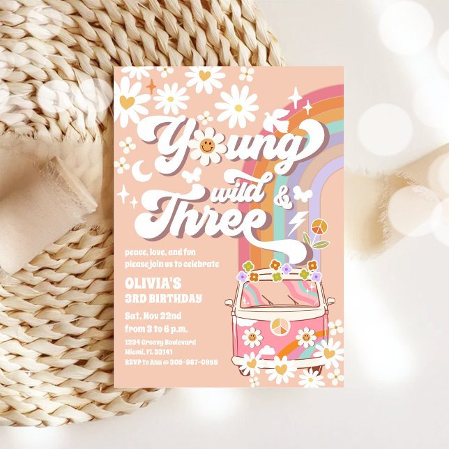 Invitation pour le 3ème anniversaire Groovy Hippie (Créateur téléchargé)