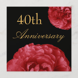 Invitation pour le 40e Anniversaire - Roses ROUGES