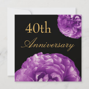 Invitation pour le 40e Anniversaire - Roses VIOLET