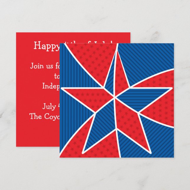 Invitation pour le 4 juillet, Jour de l'Indépendan (Devant / Derrière)