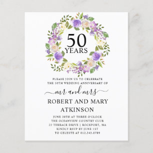 Invitation pour le 50e anniversaire de mariage à m