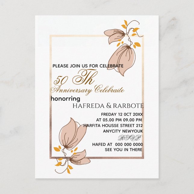 Invitation pour le 50e Anniversaire de Mariage, No (Devant)