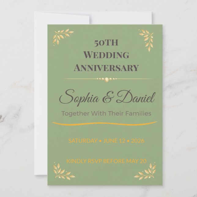 Invitation pour le 50e Anniversaire | Romance Élég (Devant)