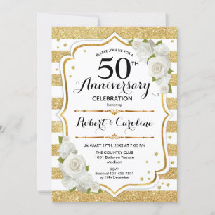 Invitation pour le 50e Anniversaire - Roses Blanch