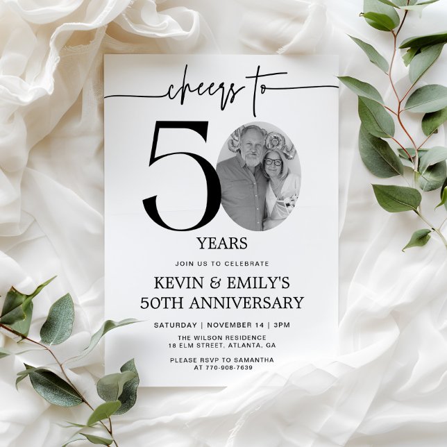 Invitation pour le 50e anniversaire Simple Photo (Créateur téléchargé)