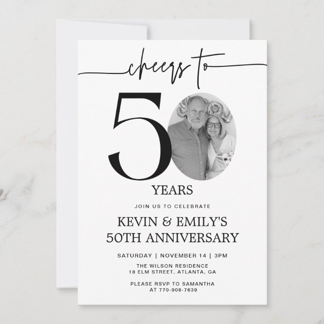 Invitation pour le 50e anniversaire Simple Photo (Devant)