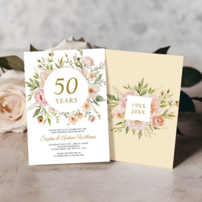Invitation pour le 50e anniversaire Soft Flowers (Créateur téléchargé)