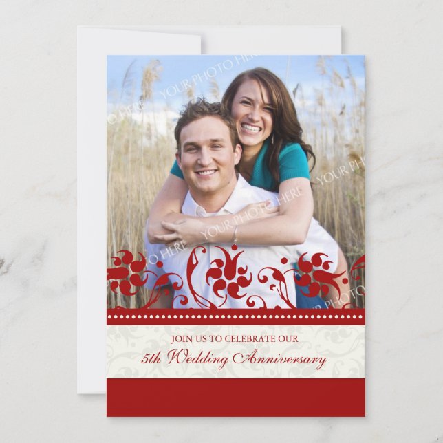 Invitation pour le 5e anniversaire de mariage à mo (Devant)