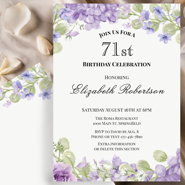 Invitation pour le 71e anniversaire Élégant floral (Créateur téléchargé)