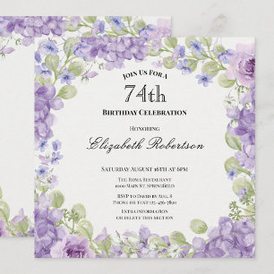 Invitation pour le 74e anniversaire Élégante Fleur
