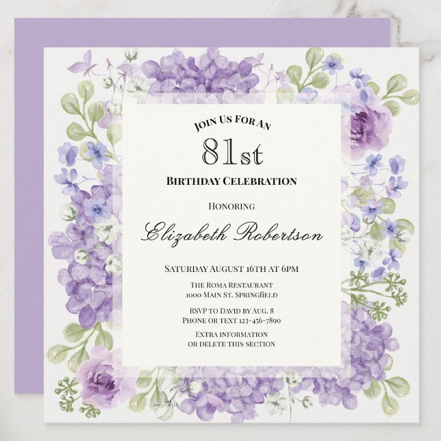 Invitation pour le 81e anniversaire Élégantes fleu (Créateur téléchargé)