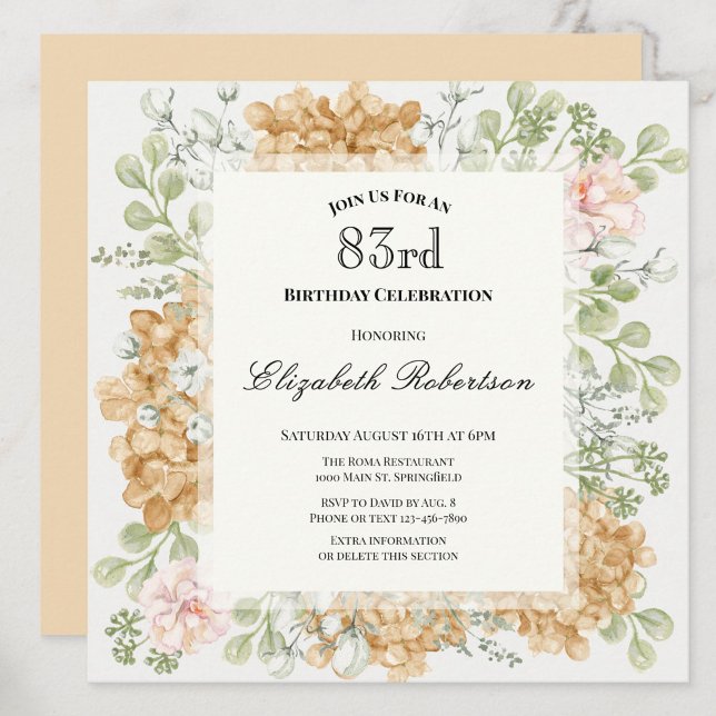 Invitation pour le 83e anniversaire dans des coule (Créateur téléchargé)