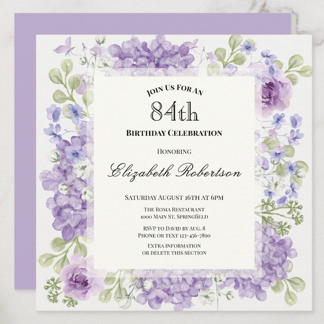Invitation pour le 84e anniversaire Élégantes fleu (Créateur téléchargé)