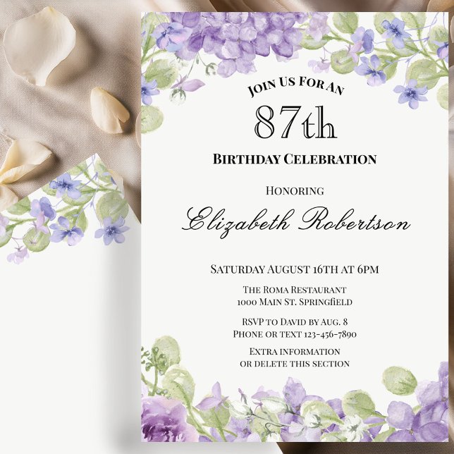 Invitation pour le 87e anniversaire Élégante Fleur (Créateur téléchargé)