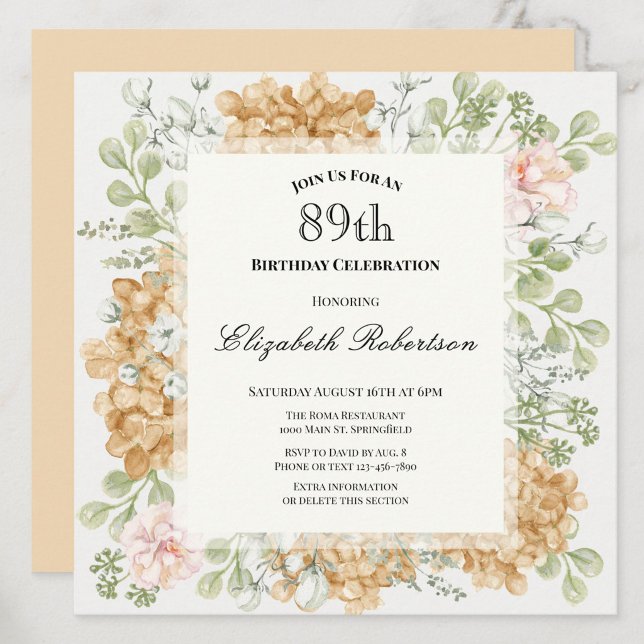 Invitation pour le 89e anniversaire dans des coule (Créateur téléchargé)