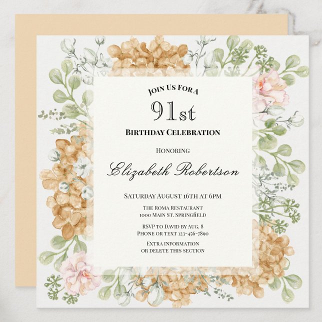 Invitation pour le 91e anniversaire dans des coule (Créateur téléchargé)