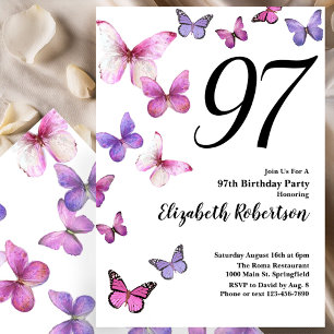 Invitation pour le 97e anniversaire avec papillon 