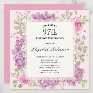 Invitation pour le 97e anniversaire Élégantes fleu
