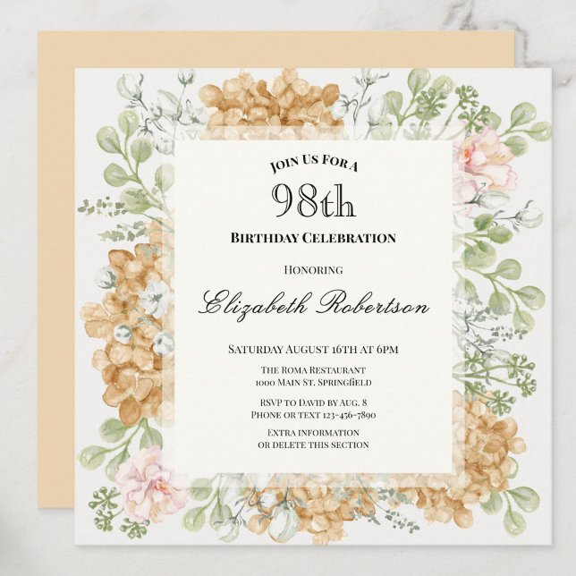 Invitation pour le 98e anniversaire dans des coule (Créateur téléchargé)
