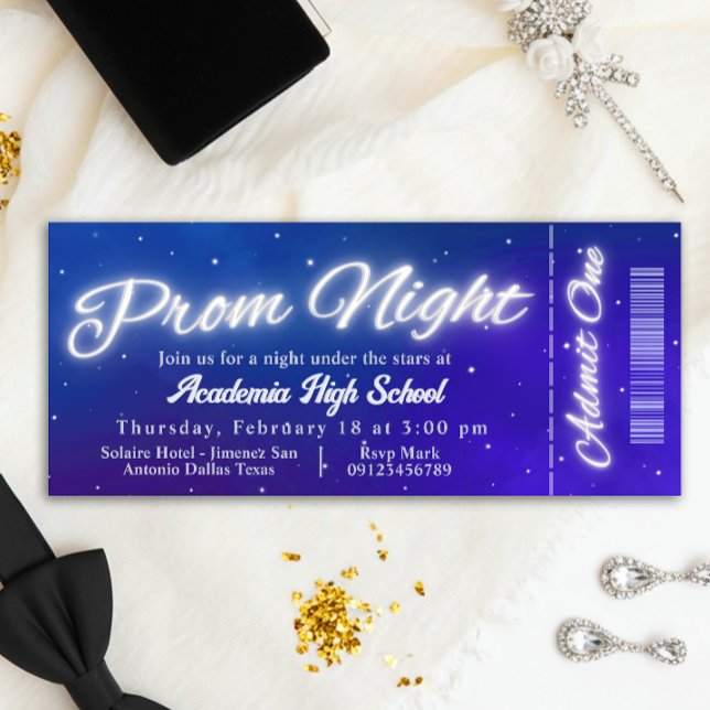 Invitation pour le billet de la soirée de bal sous (Prom Night - Under the Stars Ticket Invitation)