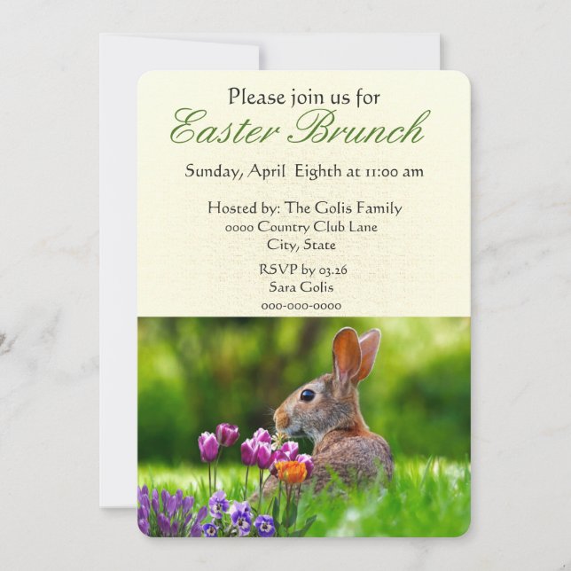 Invitation pour le brunch de Pâques avec le lapin  (Devant)