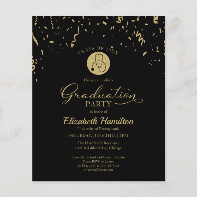 Invitation pour le budget de la fête de fin d'étud (Devant)