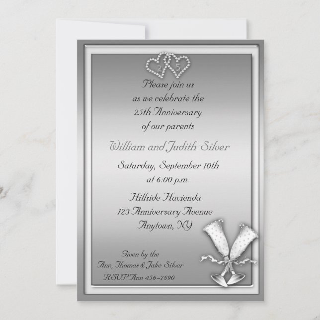 Invitation pour le Champagne du 25ème Anniversaire (Devant)