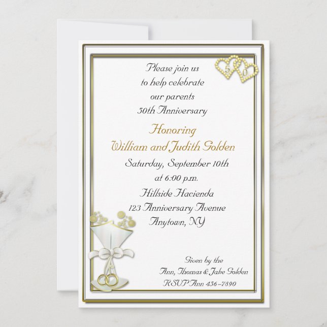 Invitation pour le Champagne du 50e Anniversaire (Devant)