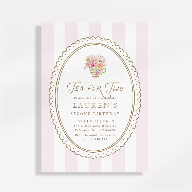 Invitation pour le deuxième anniversaire avec thé  (Créateur téléchargé)