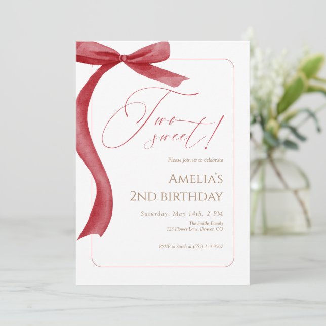 Invitation pour le deuxième anniversaire avec un r (Debout devant)