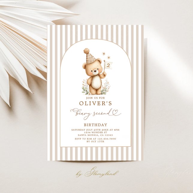 Invitation pour le deuxième anniversaire de Beary (Créateur téléchargé)