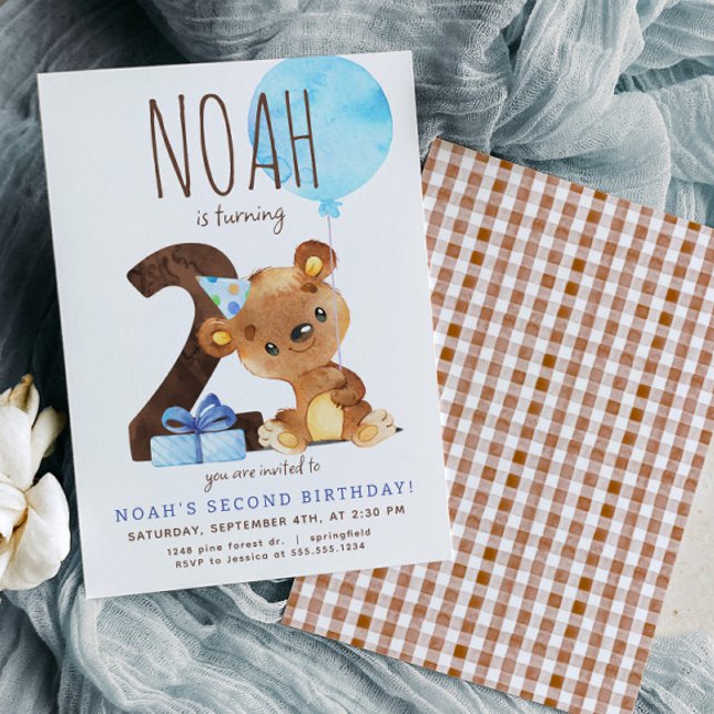 Invitation pour le deuxième anniversaire de l'ours (Créateur téléchargé)
