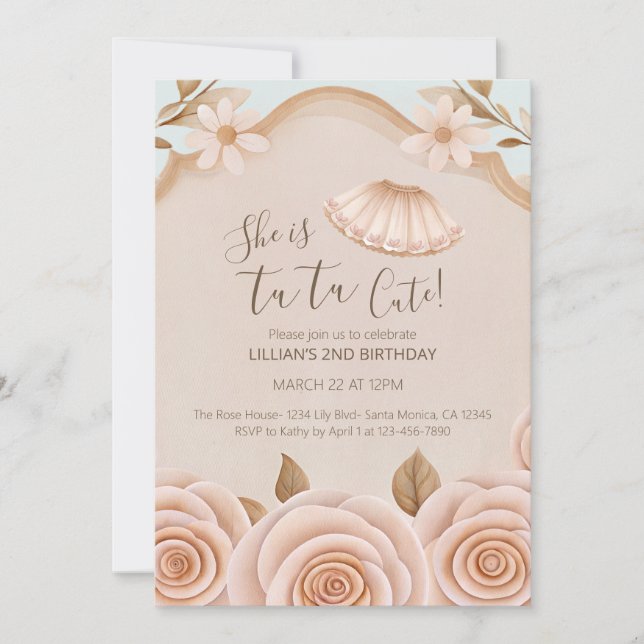 Invitation pour le deuxième anniversaire de petite (Devant)