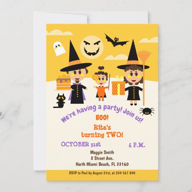 Invitation pour le deuxième anniversaire d'Hallowe (Devant)