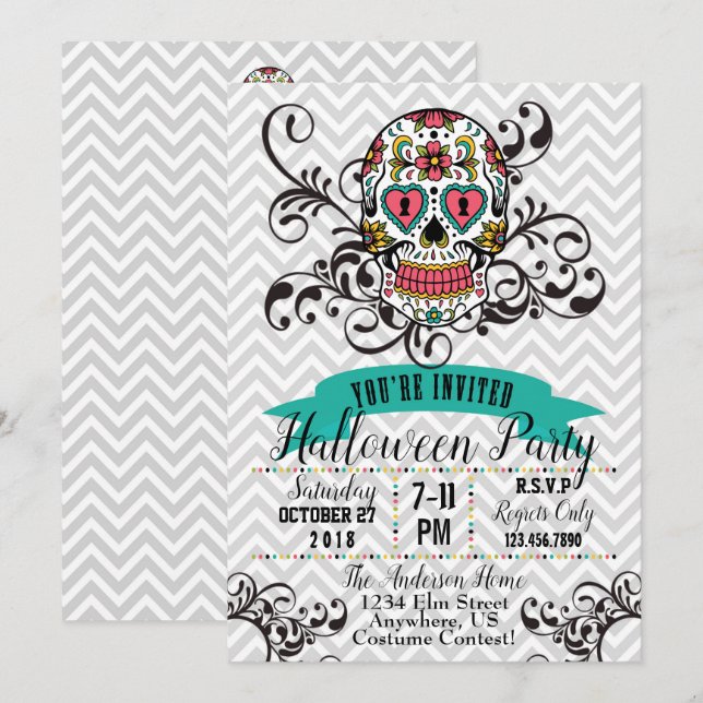Invitation pour le Dia de los Muertos (Devant / Derrière)